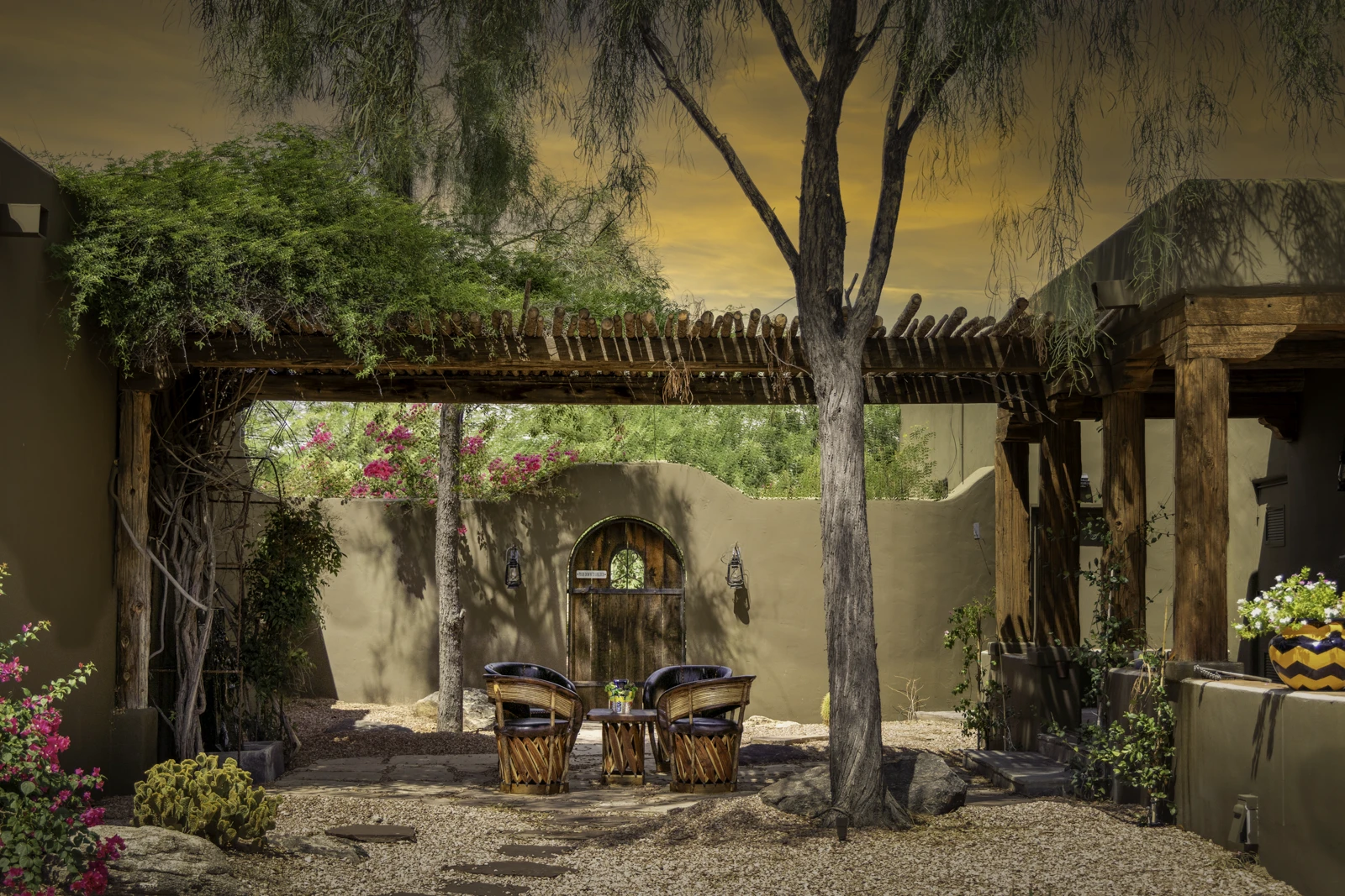 Shaded courtyard at Vulture Ranch